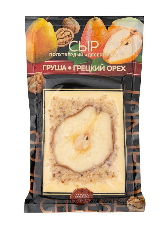 Сыр полутвердый «ДЕСЕРТНЫЙ» с грушей и грецким орехом 150 гр.